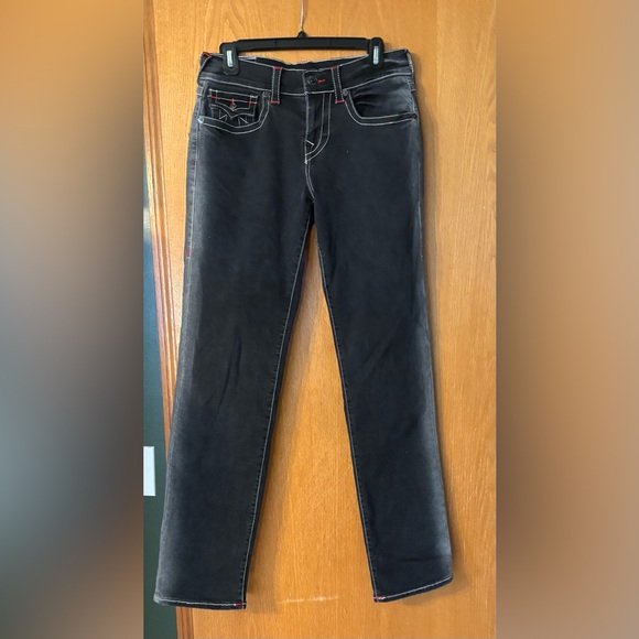 True Religion Ricki Relaxed Straight Black Jeans - Picture 1 of 3